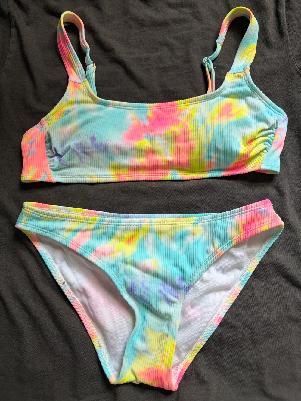 Women’s Tie-Dye Ribbed Bikini Bottoms- Pastel Multicolor